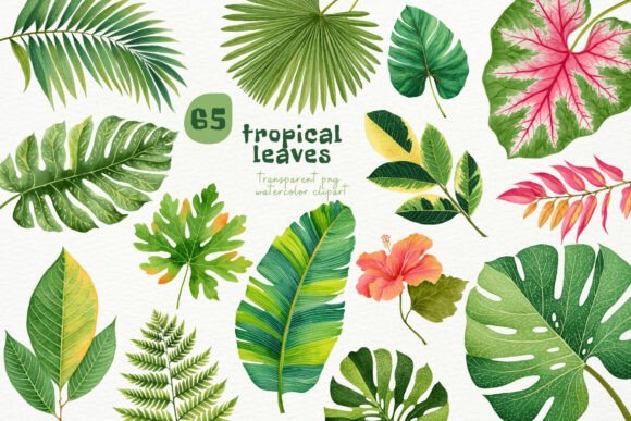 Download Watercolor Tropical Leaves PNG Clipart - Art Collection
