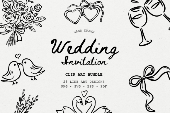 Download Hand Drawn Wedding Clip Art Bundle - Art Collection