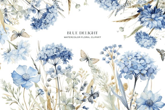 Download Dusty Blue Floral Clipart Watercolor - Art Collection