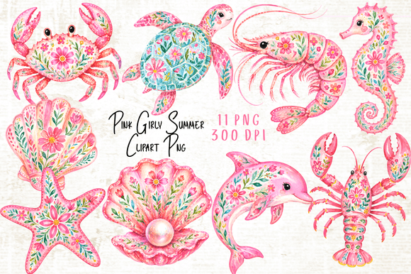 Download Pink Girly Summer Clipart PNG - Art Collection