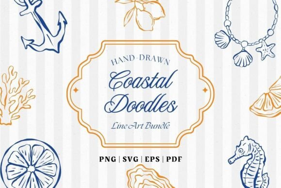 Download Coastal Line Art Clipart Bundle - Art Collection
