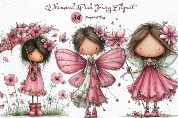 Download Whimsical Pink Fairy Clipart PNG - Art Collection
