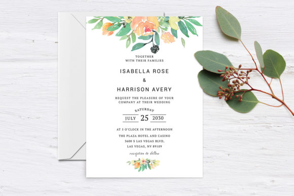 Download Green Watercolor Floral Wedding Template - Wedding template Collection
